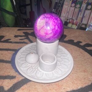 Purple Crystal Sphere with White Ceramic Stand